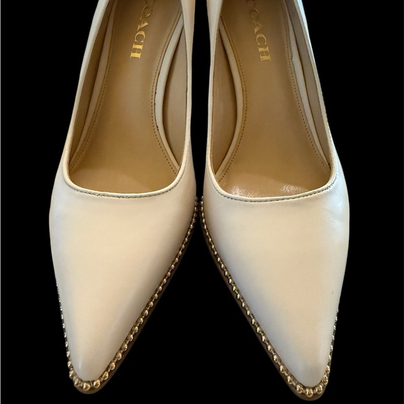 Coach Vonna Semi Matte Chalk Heels with Elegant Detailing. - Picture 1 of 10